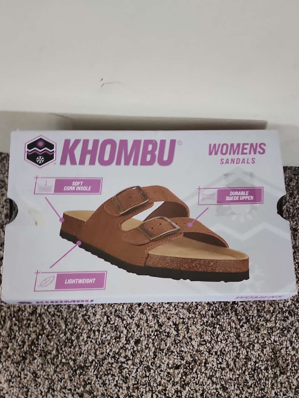 Khombu Women's Tan Double-Buckle Suede Sandals